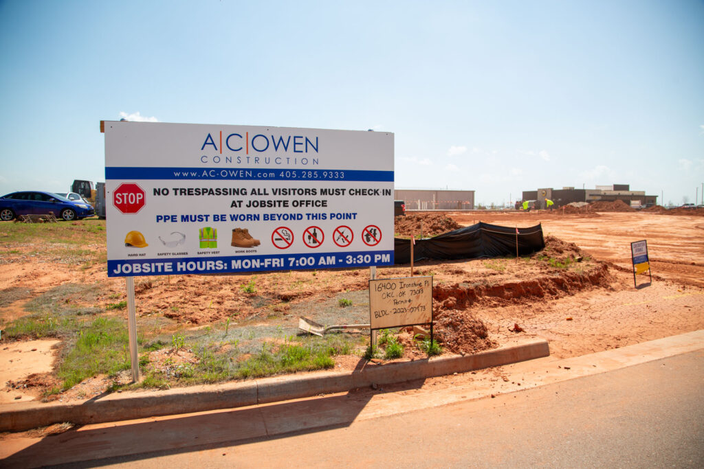 AC Owen jobsite sign at Shewin-Williams project
