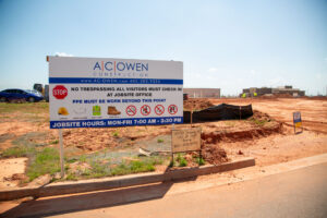 AC Owen jobsite sign at Shewin-Williams project
