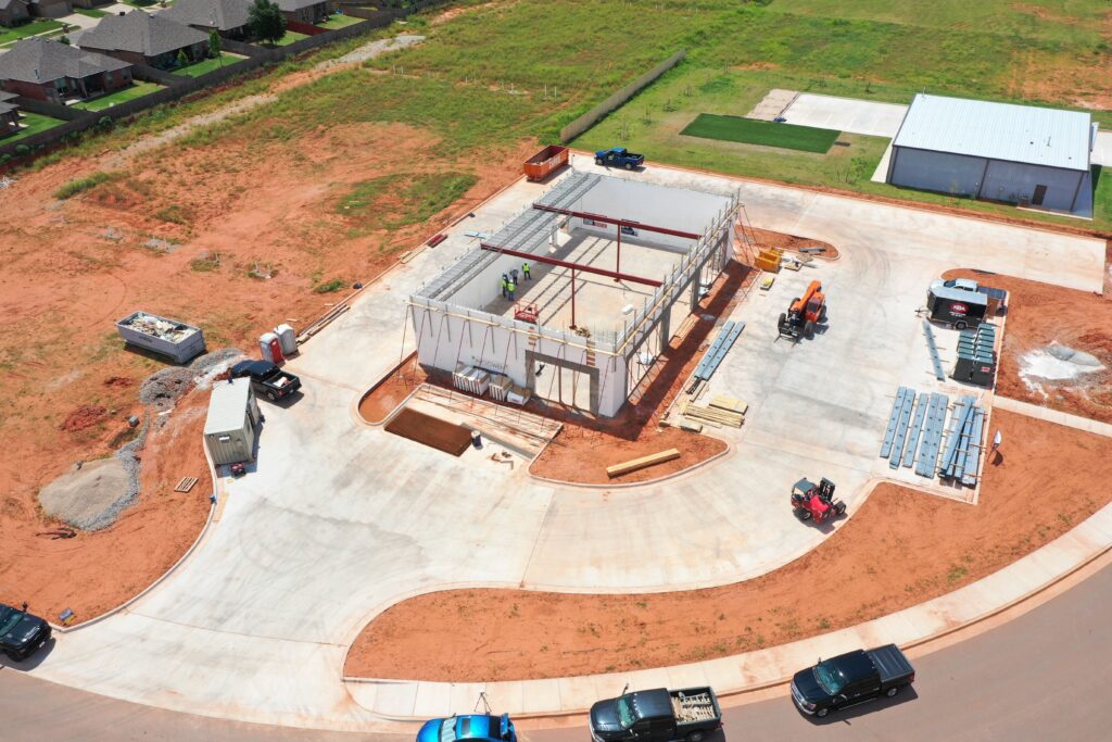 Sherwin Williams project with first few Super Floor joists intalled