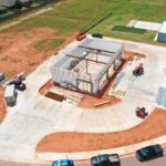 Sherwin Williams project with first few Super Floor joists intalled