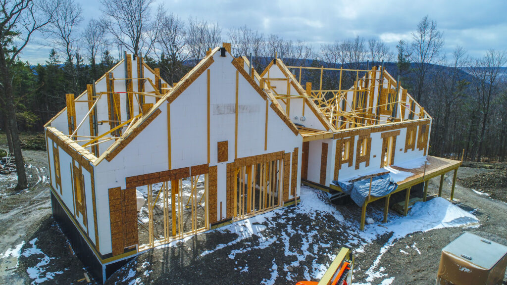 ICF walls poured in snowy conditions.