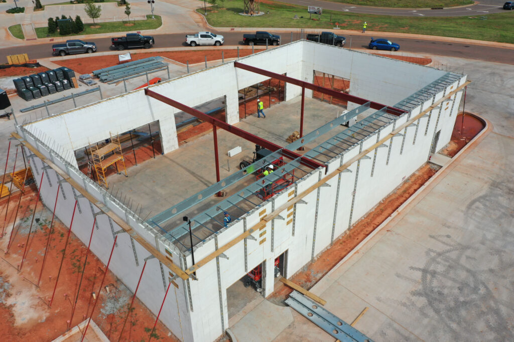First Super Floor joists installed at the Sherwin Williams project