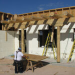 Santa Fe style ICF home under construction.