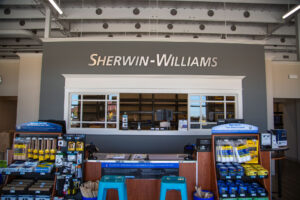 Interior sales counter of the Sherwin Williams project