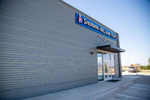 Side view of the Sherwin Williams project