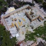 Overhead view of walls being braced